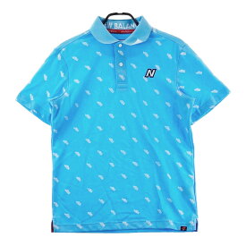 NEW BALANCE ニューバランス 半袖ポロシャツ 総柄 ブルー系 5 【中古】ゴルフウェア メンズ