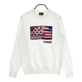 PING ピン ニット セーター ホワイト系 M 【中古】ゴルフウェア メンズ