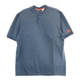 ADIDAS GOLF アディダスゴルフ 2022年モデル 半袖Tシャツ ボーダー柄 ネイビー系 XL 【中古】ゴルフウェア メンズ
