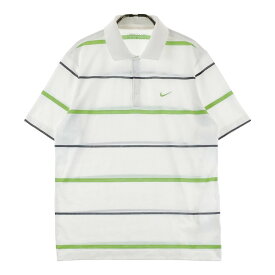 NIKE GOLF ナイキゴルフ 半袖ポロシャツ ボーダー柄 ホワイト系 M 【中古】ゴルフウェア メンズ