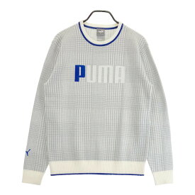 PUMA GOLF プーマゴルフ ニットセーター グレンチェック柄 グレー系 M 【中古】ゴルフウェア メンズ
