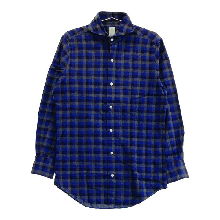 楽天市場】finamore フィナモレ Napoli 長袖シャツ チェック柄 ブルー 