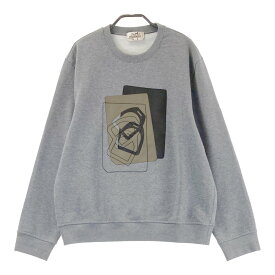 HERMES エルメス スウェット レザーパッチ グレー系 L 【中古】メンズ