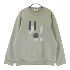 HERMES エルメス スウェット レザーパッチ グレー系 L 【中古】メンズ