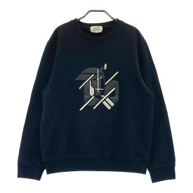 HERMES エルメス スウェット レザーパッチ ネイビー系 M 【中古】メンズ