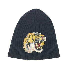 GUCCI グッチ ニット帽 タイガー ワッペン ブラック系 M 58(22cm) 【中古】メンズ