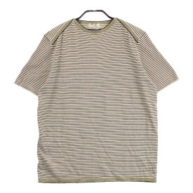 HERMES エルメス 半袖ニット コットン ボーダー柄 ブラウン系 M 【中古】メンズ