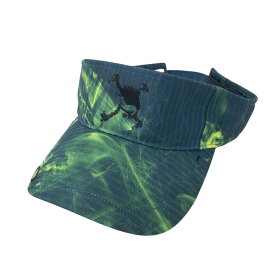 OAKLEY オークリー サンバイザー スカル刺繍 総柄 ブルー系 【中古】ゴルフウェア