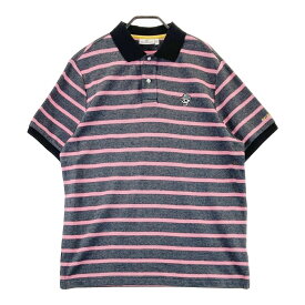 DEVEREUX GOLF デヴァローゴルフ 半袖ポロシャツ ボーダー ピンク系 L 【中古】ゴルフウェア メンズ