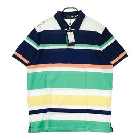 RLX ラルフローレン 半袖ポロシャツ マルチボーダー柄 ネイビー系 XL 【中古】ゴルフウェア メンズ