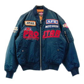 YELLOW CORN イエローコーン フライトジャケット MA-1 TAN SLEDGE HAMMER ネイビー系 M 【中古】バイクウェア メンズ