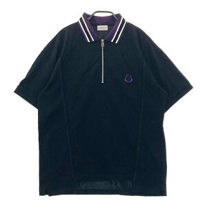 MONCLER モンクレール ×PALM ANGELS ハーフジップ 半袖ポロシャツ ブラック系 L 【中古】メンズ