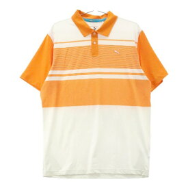 PUMA GOLF プーマゴルフ 半袖ポロシャツ ボーダー オレンジ系 US S 【中古】ゴルフウェア メンズ