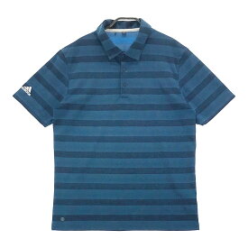 ADIDAS GOLF アディダスゴルフ 2022年モデル 半袖ポロシャツ ボーダー柄 ブルー系 XL 【中古】ゴルフウェア メンズ