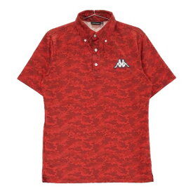 KAPPA GOLF カッパゴルフ 半袖ポロシャツ ボタンダウン 総柄 レッド系 M 【中古】ゴルフウェア メンズ