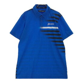 SRIXON スリクソン by DESCENTE 半袖ポロシャツ ボーダー柄 ブルー系 L 【中古】ゴルフウェア メンズ