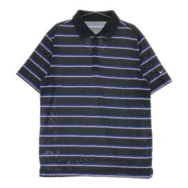 NIKE GOLF ナイキゴルフ 半袖ポロシャツ ボーダー柄 ブラック系 XL 【中古】ゴルフウェア メンズ