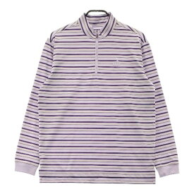 ADIDAS GOLF アディダスゴルフ CLIMA LITE ハーフジップ 長袖Tシャツ ボーダー柄 パープル系 M 【中古】ゴルフウェア メンズ