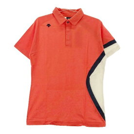 DESCENTE GOLF デサントゴルフ 半袖ポロシャツ オレンジ系 M 【中古】ゴルフウェア メンズ