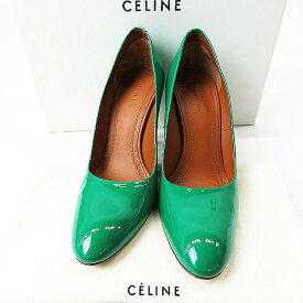 CELINE セリーヌ エナメルパンプス グリーン系 34 1/2 【中古】レディース