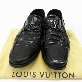 LOUIS VUITTON ルイ ヴィトン ST0049 ローファー LVロゴ ブラック系 7 1/2M 【中古】メンズ