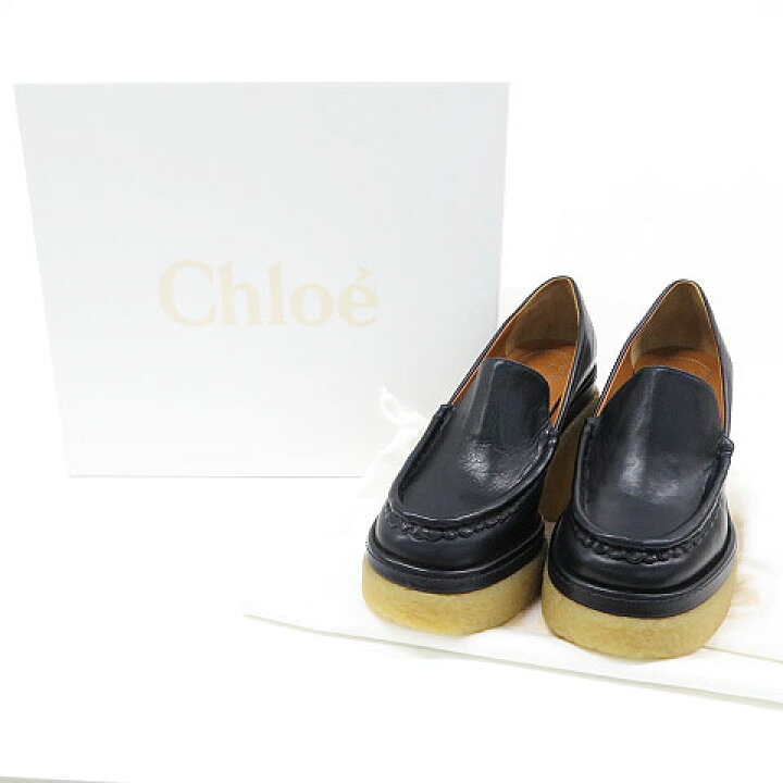 楽天市場】CHLOE クロエ JAMIE ペニーローファー ブラック系 37 【中古 