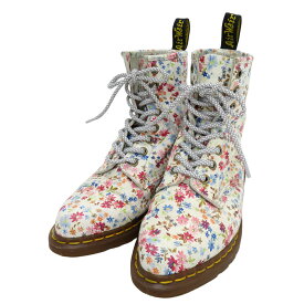 DR.MARTENS ドクターマーチン LOTTIE 8ホール ブーツ 花柄 ホワイト系 UK4 【中古】レディース