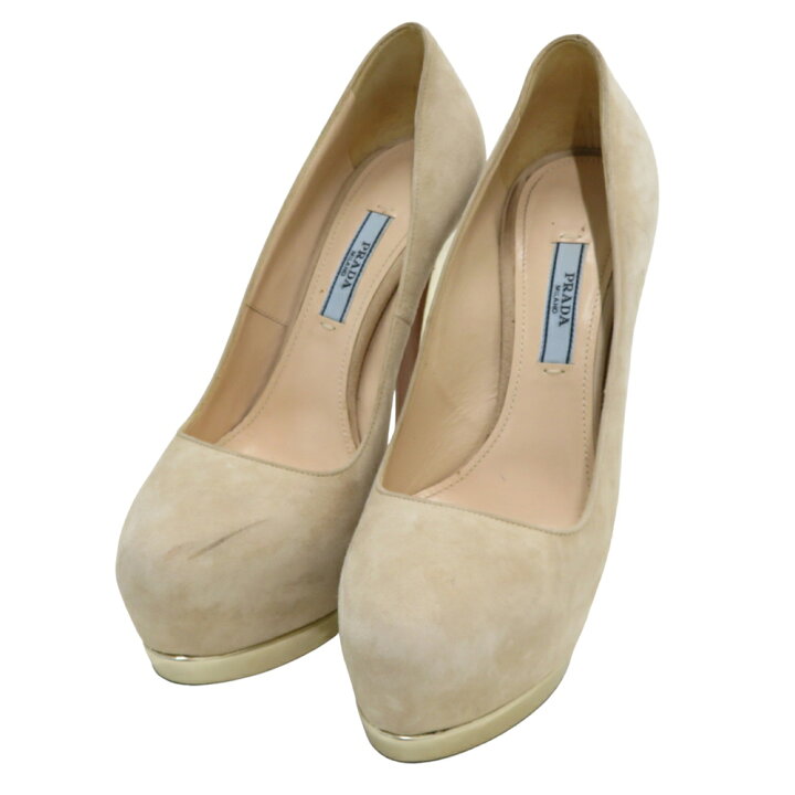 楽天市場】PRADA プラダ スエード パンプス ベージュ系 36 1/2 【中古 