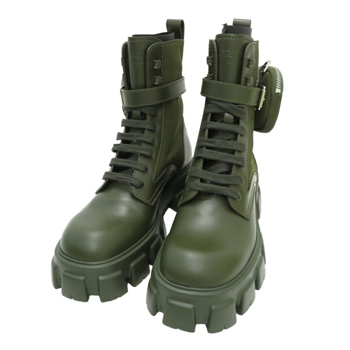楽天市場】PRADA プラダ モノリス コンバットブーツ Re-Nylon カーキ系  