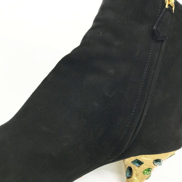 楽天市場】PRADA プラダ ショートブーツ ビジュー ブラック系 35 1/2 