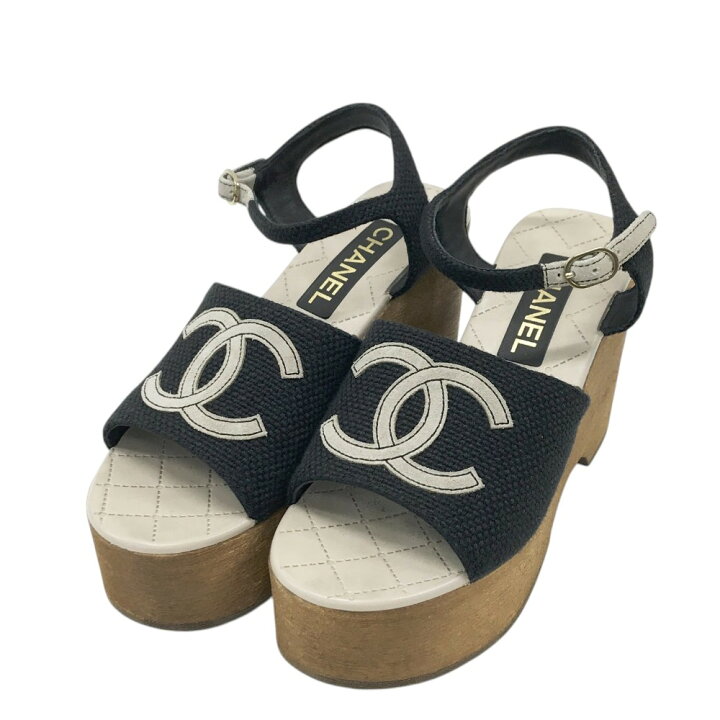 楽天市場】CHANEL シャネル G45555 サンダル ブラック系 38 【中古 