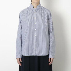 rolca/ギザコットンミニ衿ギャザーシャツ ストライプ / 36