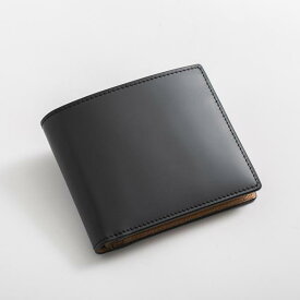 Sanwa/コードバン二つ折り財布 ブラック