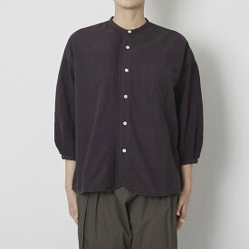 C.P.KOO/khadi cotton ピンタックシャツ チャコール