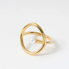0910/stainless steel pearl ring ゴールド / 13号