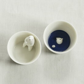 おちょこ かわいい 白 お皿 可愛い 北欧 お皿 おしゃれ お菓子皿 ギフトセット 女性 誕生日 ギフト 男性 実用／【7月10日発送予定】楽土/シロクマの熊五郎 お猪口 2個セット（2号・3号）