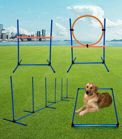 ドッグアジリティ 犬 アジリティ 犬用おもちゃ スラローム ハードル ジャンプバー 障害物 組立式 室内 競技 訓練 ペット 犬用品 運動器