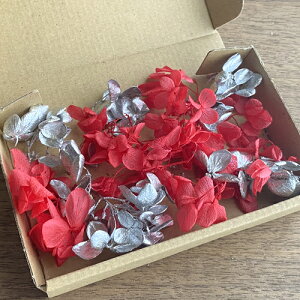 メール便(日本郵便)送料無料 プリザーブドフラワー 紫陽花 アジサイ レッド シルバー 赤 銀 セット