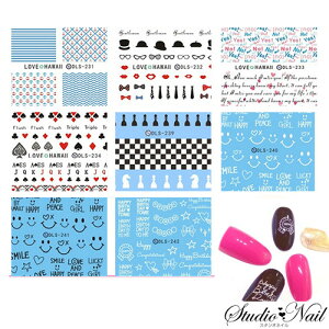 水で剥がすシール ウォーターネイルシール ポップデザイン DLS231〜DLS242 ネイルシール デコネイルシール 簡単 水転写 ニコちゃん トランプ ヒゲ メッセージ