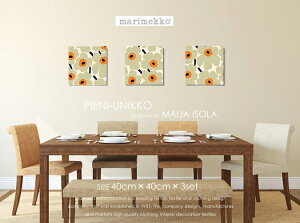 �t�@�u���b�N�p�l�� �t�@�u���b�N�{�[�h marimekko �}�����b�R PIENI-UNIKKO(LGOR)�s�G�j�E�j�b�R[SIZE�FW40×H40cm×3���Z�b�g]�u�₩�ŉ����ȕ��͋C�����o�B�I�����W�̃A�N�Z���g���X�^�C���b�V����