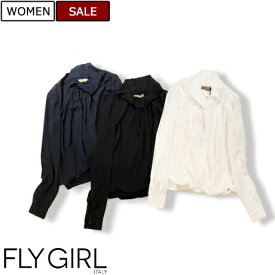 【定価14,300円(税込)】FLY GIRL -フライガール- 羽織るだけで旬なスタイリングが完成する！ワンランク上のコーデを演出する ロングスリーブシャツ　ブラウス ブラック ネイビー　ホワイト　01262701　XS S M L XL レディース イタリア製 ldm