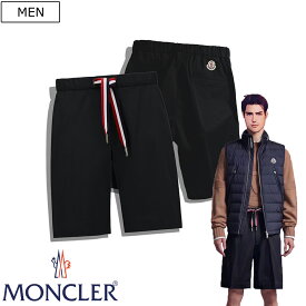 【定価75,900円(税込)】MONCLER モンクレール 快適なギャバジン素材をを使用したリラクシーなショーツ♪トリコロールがアクセントが目を引くショートパンツ ロゴワッペン ブラック 42 44 46 48 50 52 54 56 国内正規品/モンクレールジャパン I10912B0000357448 メンズ