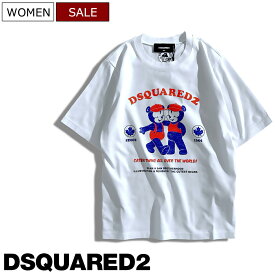 【定価47,300円(税込)】DSQUARED2 ディースクエアード どこかレトロな雰囲気を纏ったキュートなクマが魅力的！ベアーデザイン Tシャツ クルーネックTシャツ カットソー 半袖 S75GD0362 ホワイト レディース イタリア製 Easy Fit Z0818