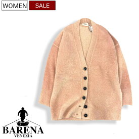 【定価73,700円(税込)】BARENA バレナ 1枚あると重宝すること間違いなし！温かくて軽い羽織心地で持ち運びにも便利な アルパカウール カーディガン Vネックニットカーディガン ピンクベージュ ベビーピンク 長袖 71031001イタリア製 レディース