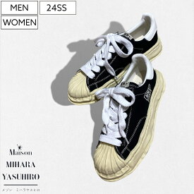 【定価35,200円(税込)】Maison MIHARA YASUHIRO - メゾン ミハラヤスヒロ - デザイナー自身が粘土で型取ったオリジナルソールを使用！キャンパスローカットスニーカー シューズ 靴 ビンテージ OG Sole Canvas Low-top Sneaker BLAKEY ブレイキー A09FW732 ブラック×イエロー