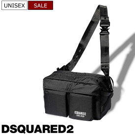 【定価42,900円(税込)】DSQUARED2 ディースクエアード 大人のラグジュアリーカジュアルを演出！ 存在感を放つCERESIO 9 MILANO＆ブランドロゴ入りボディバッグ 鞄 バムバック ヒップバッグ ショルダー ベルトバッグ ブラック S82BB0046C 男女兼用 ユニセックス