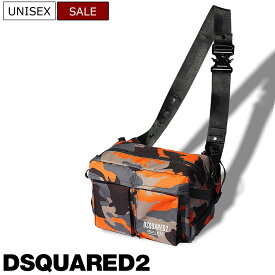 【定価40,700円(税込)】DSQUARED2 ディースクエアード 大人のラグジュアリーカジュアルを演出！ 存在感を放つCERESIO 9 MILANO＆ブランドロゴ入りボディバッグ 鞄 バムバック ヒップバッグ ショルダー ベルトバッグ オレンジンカモフラ S82BB0050C 男女兼用 ユニセックス