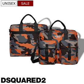 【定価101,200円(税込)】DSQUARED2 ディースクエアード 大人のラグジュアリーカジュアルを演出する！存在感を放つCERESIO 9 MILANO＆ブランドロゴ入り2WAYワークバッグ！ショルダーバッグ ブリーフバッグ 鞄 オレンジンカモフラ S82BF0007C 男女兼用 ユニセックス