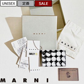 【定価50,600円(税込)】MARNI × SMILEY -マルニ×スマイリー- 　コンパクトなサイズ感が大人好み♪スマイリーデザインで大人の余裕を醸す3つ折りレザーウォレット　財布　コラボ　ブラック　0004U0 イタリア製　メンズ 1133