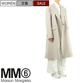 【定価162,800円(税込)】MM6 Maison Margiela エムエムシックス メゾンマルジェラ 　大人のラグジュアリーカジュアルを演出するステッチ入りダブルロングコート　トレンチ　チェスター　上着　オフホワイト　S32AA0159　イタリア製　レディース　アウター wl2